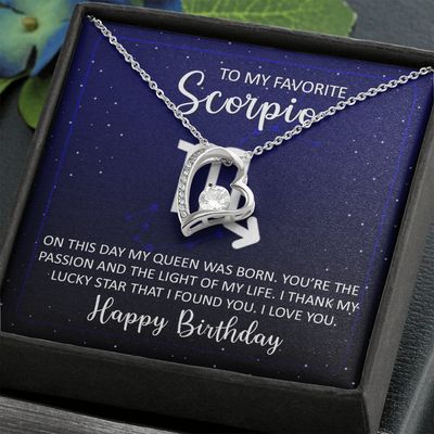 To My Favorite Scorpio, 14K white Forever Love Necklace