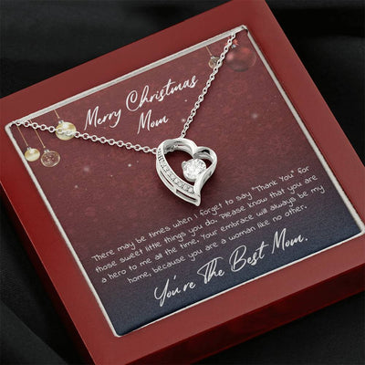 Merry Christmas Mom, 14K white Forever Love Necklace