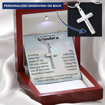 To My dearest Grandson, Personalized Cross Necklace