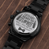 Lets Get Ready To Stumble, Engraved Design Black Chronograph Watch