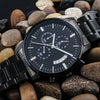 FATHER OF THE GROOM, Engraved Design Black Chronograph Watch