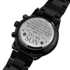 To My Son, Engraved Design Black Chronograph Watch