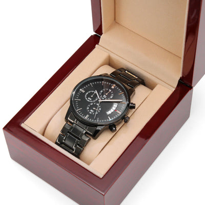 A Piece of my, Engraved Design Black Chronograph Watch