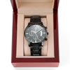 Lets Get Ready To Stumble, Engraved Design Black Chronograph Watch