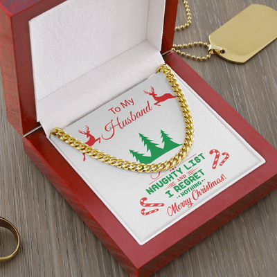 To My Husband, 14K yellow gold Cuban Link Chain Necklace