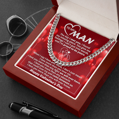 Cuban Link Necklace Gift for Boyfriend or Husband With Free Message Card|Silver or Gold