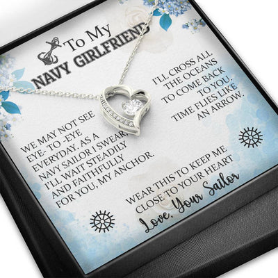 To My Navy Girlfriend, 14K white Forever Love Necklace