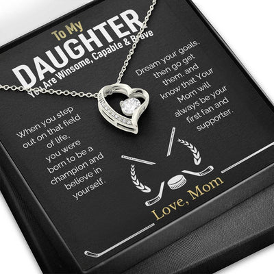 14K White Forever Love Necklace,To My Hockey Daughter