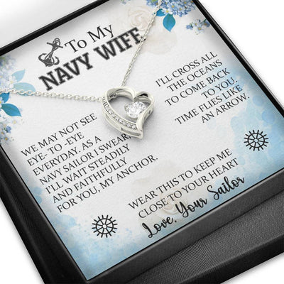 To My Navy Wife, 14k White Forever Love Necklace
