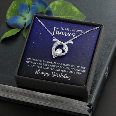 To My Favorite Taurus, 14K white Forever Love Necklace