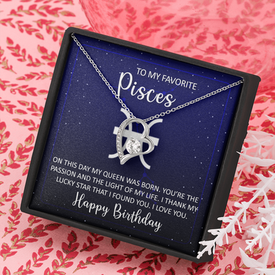 To My Favorite Pisces, 14k white Forever Love Necklace
