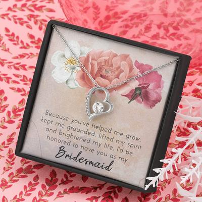 Bridesmaid, 14K white Forever Love Necklace