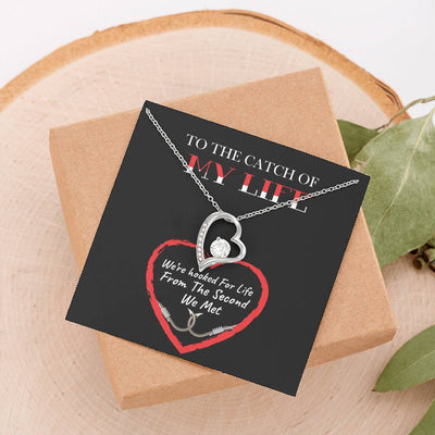 To The Catch of My Life - Hooded on Your Heart,14k White Forever Love Necklace