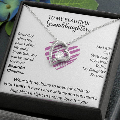 To My Beautiful Granddaughter, 14K white Forever Love Necklace