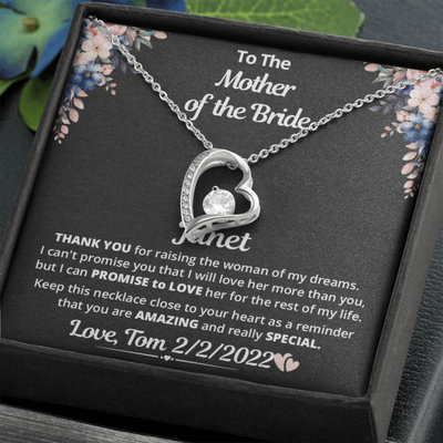 To The Mother Of The Bride, 14K white Forever Love Necklace