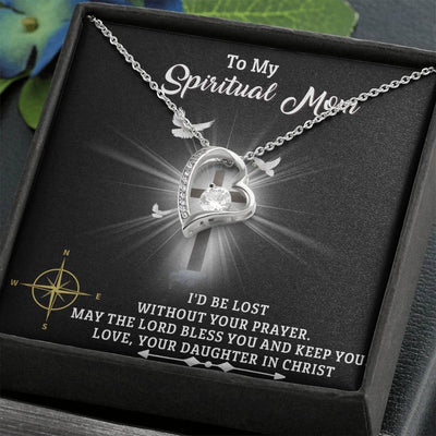 To My Spiritual Mom, 14K white Forever Love Necklace