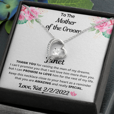 To My Mother Of The Groom, 14K white Forever Love Necklace