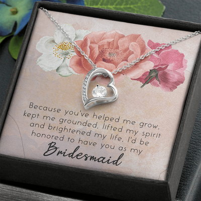 Bridesmaid, 14K white Forever Love Necklace
