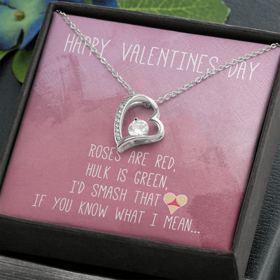 Happy Valentines Day, 14K white Forever Love Necklace