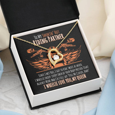 To My Smoking' Hot Riding Partner, 14K White Forever Love Necklace