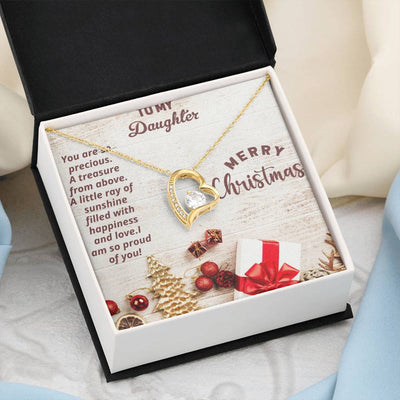 To My Daughter Merry Christmas,14k White Forever Love Necklace