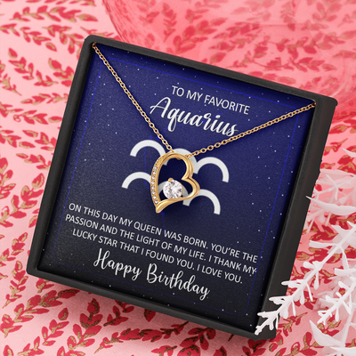 To My Favorite Aquarius, 14K white Forever Love Necklace