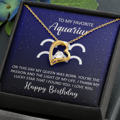 To My Favorite Aquarius, 14K white Forever Love Necklace