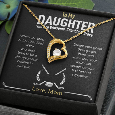 14K White Forever Love Necklace,To My Hockey Daughter