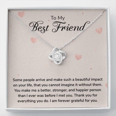 To Best friend, 14K White Love Knot Necklace