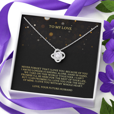 To My Love, 14K white Love Knot Necklace