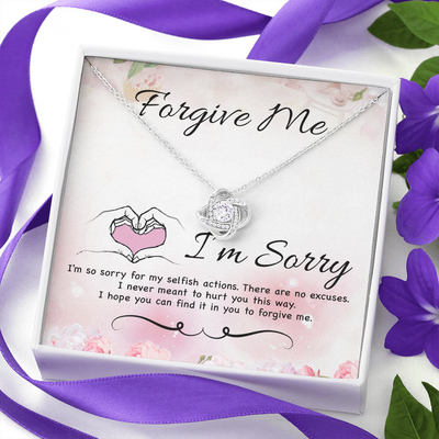 Forgive Me, 14K white Love Knot Necklace