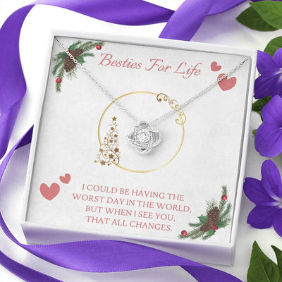 Besties For Life, 14K white Love Knot Necklace