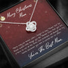 Merry Christmas Mom, 14k White Love Knot Necklace