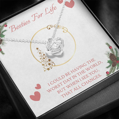 Besties For Life, 14K white Love Knot Necklace