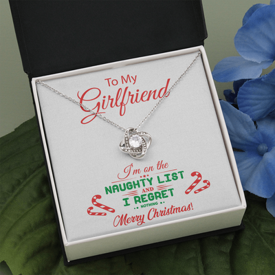 To My Girlfriend, 14K white Love Knot Necklace-Dirty Christmas