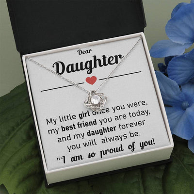 Dear Daughter, 14K white Love Knot Necklace