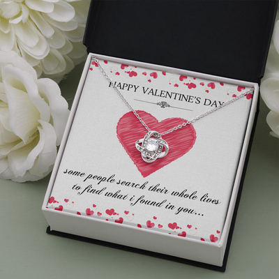 Happy Valentine's Day,14K white Love Knot Necklace