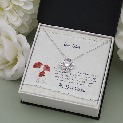 Love Letters, 14K white  Love Knot Necklace