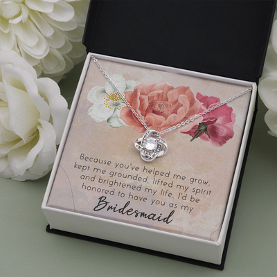 Bridesmaid, 14K white  Love Knot Necklace