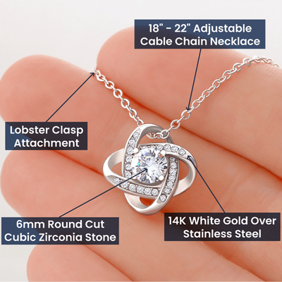 To My Favorite Sagittarius, 14k white Love Knot Necklace