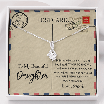 To My Beautiful Daughter, 14K white ALLURING BEAUTY necklace