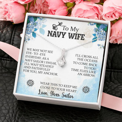 To My Navy Wife, 14k White ALLURING BEAUTY Necklace