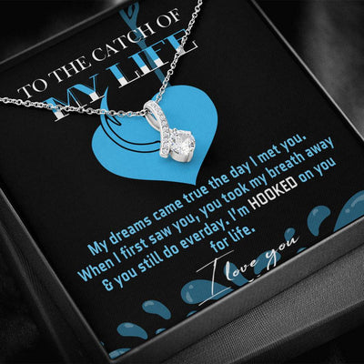 To The Catch of My Life - Love Of My Life, 14k White ALLURING BEAUTY Necklace