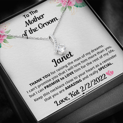 To My Mother Of The Groom, 14K white ALLURING BEAUTY necklace