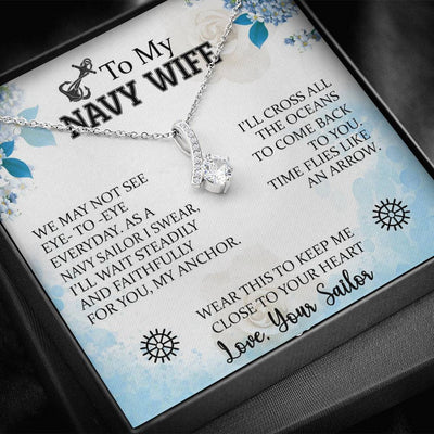 To My Navy Wife, 14k White ALLURING BEAUTY Necklace