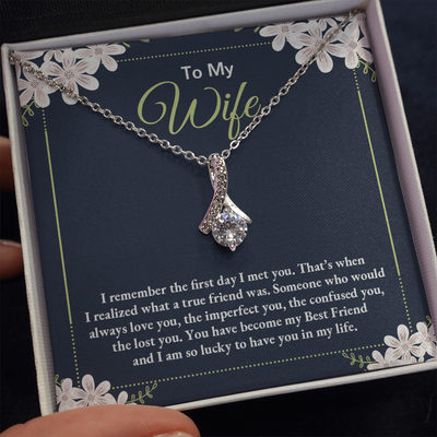 To My Wife, 14k White ALLURING BEAUTY necklace
