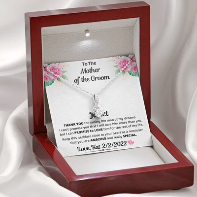 To My Mother Of The Groom, 14K white ALLURING BEAUTY necklace