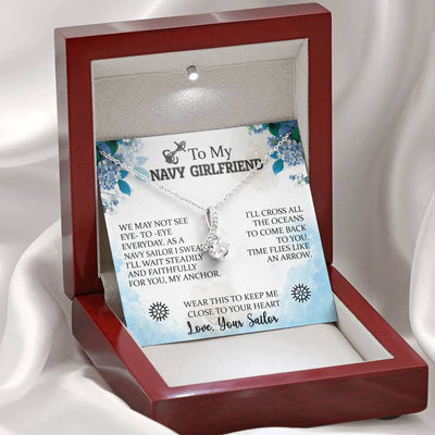 To My Navy Girlfriend, 14K white  ALLURING BEAUTY Necklace
