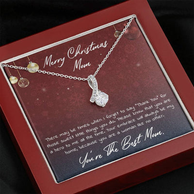 Merry Christmas Mom, 14K white Alluring Beauty Necklace