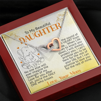 To My Beautiful Daughter, Interlocking Hearts Necklace Gift With FREE EARRINGS.SEE Below